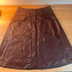 Banana Republic Burgundy Vegan Leather A-Line Skirt